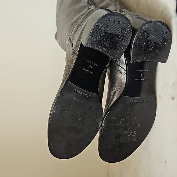 JIL SANDER: silver leather riding boots - Picture 7 of 9
